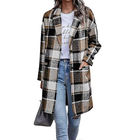 Dam Rutig Jacka Mellanlång Trenchcoat Höst Ulljacka