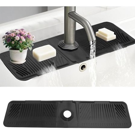 Hane Måtte til Køkkenvask, 90° Foldbar Stænkskærm med Absorberende Skridsikker Base til Vask Organisering, Bordplade Beskyttelse og Fa