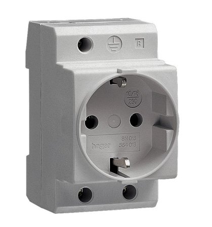 Hager SNS016 Stikkontakt jordet, Schuko, Elfordeling & strømforsyning