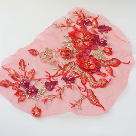 Brudekjole Trim Broderi Tulle Applikation Perle RØD