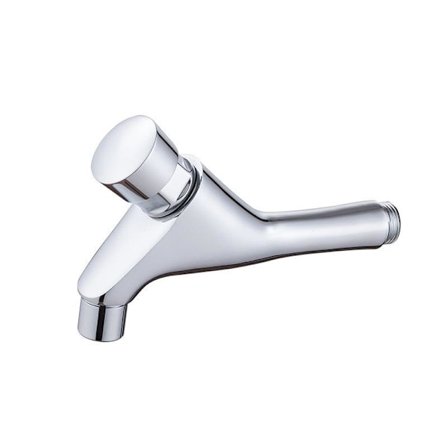 Selvlukkende vægmonteret vandhane - Kobber koldtvandsbesparende - Til offentligt toilet, badeværelse, havevask - Poleret krom - Et hul