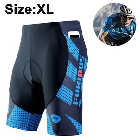 Herrecykelshorts med 3D sædepolstring, hurtigtørrende, blå, størrelse XL