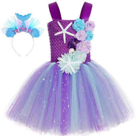 Glimtende Børnenes Farverige Pailletkjoler med Gratis Hårbånd