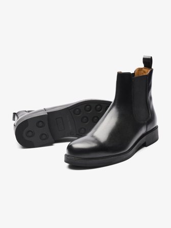 John Henric Men's Schwarze Chelsea Boots Leder Size 43