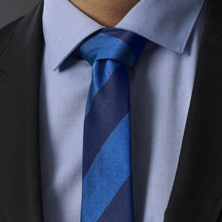 Djupblå & Marinblårandig 6 cm bred Sidenslips för män