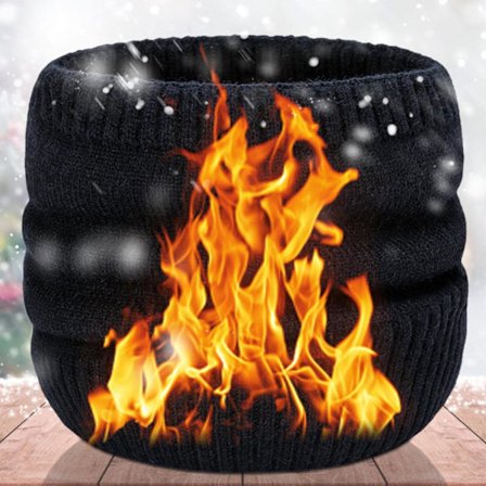 Varmt vintertørklæde til mænd og kvinder, blød plys fleece halsvarmer, vindtæt tilbehør til koldt vejr, sort cirkeltørklæde, holdbar unisex mode