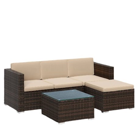 Rootz 4 -stykke Garden Furniture Set - Terrace Furniture - Balcony Set - Pushioned Comfort - 3 -Seater & Table: 173x60x66cm, 58x58x34cm