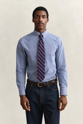 GANT - Klassisk gingham-poplinskjorte til herre college blue