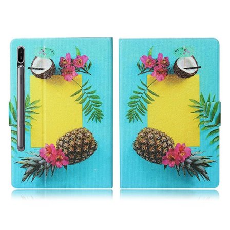 Samsung Galaxy Tab S7 viileä kuvio nahkainen flip case - Ananas
