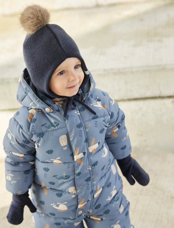 Minymo Hat W. Detachable Fake Fur - Navy - 6-9M