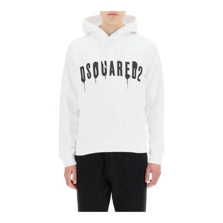 Dsquared2, spray logo hoodie Biały, Mężczyzna, Rozmiar: XL