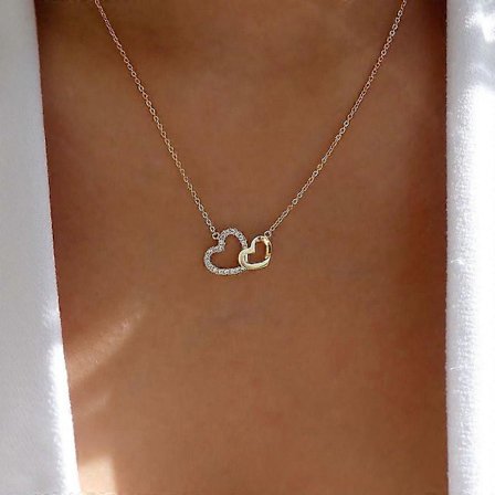 Halsband med hjärtlänk skapat med Zircondia-kristaller[D]