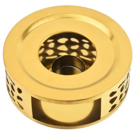 Tevarmer, børstet rustfritt stål tevarmer med telysholder gull