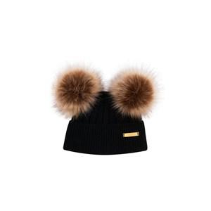 Bjällra Couture Black Pom Pom Beanie One Size - Headwear - One size - Black