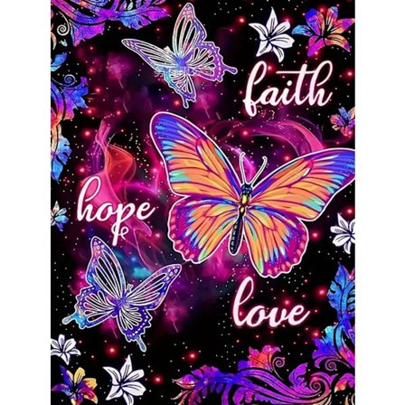 Diamond Art Kits til voksne, Kærligheds Diamond Painting DIY Sommerfugl Diamond Art Diamond Painting Kits, Runde Fuld Drill Diamond, Diamond Kits til 