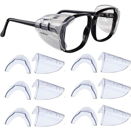 Kwartz 6 Par Sikkerhedsbriller Sideskjold Klar Fleksibel Slip On Skjold Passer Små til Mellemstore Briller