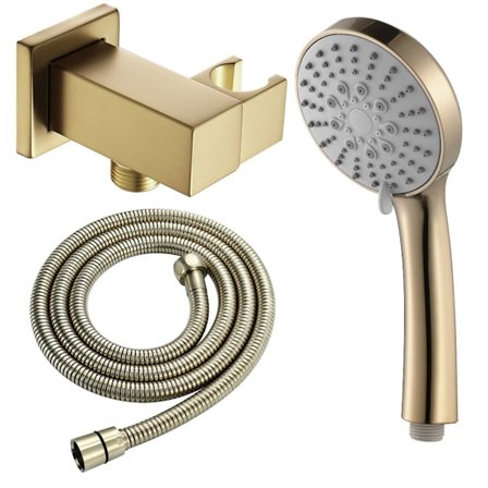 Toilet Bathroom Kitchen, Børstet Guld ABS Håndholdt Brusehoved Se