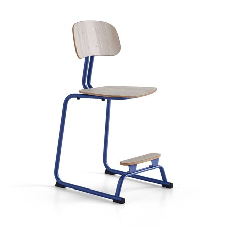 Classroom chair YNGVE, skid base, white, ash, H 610 mm