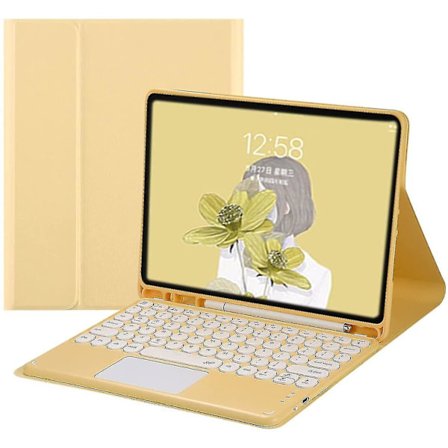 Ipad Pro 12,9-tommer aftagelig touch Bluetooth rundt tastatur etui