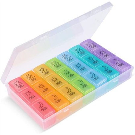 Fransk ugentlig pilleæske 7 dage 21 rum 3 gange flerfarvet ugentlig pilleæske medicinæske