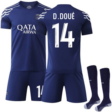 Ny 2024-2025 Paris Saint-Germain Bortedrakt Barn Voksen Fotballdrakt Sett No.14 D.Doue XL