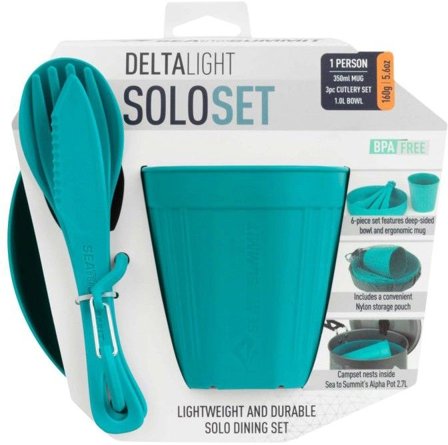 Sea to Summit DeltaLight Solo Set Pacific Blue - Muggar, Tallrikar & Bestick
