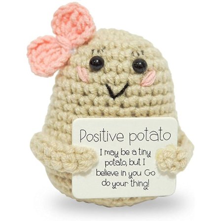 Mini Sjov Positiv Kartoffel, Blød Uldgarn Striklegetøj 3 Tommer Sød Hæklet Dukke med Positivt Kort Dekoration Opmuntring Støtte til Fødselsdag 