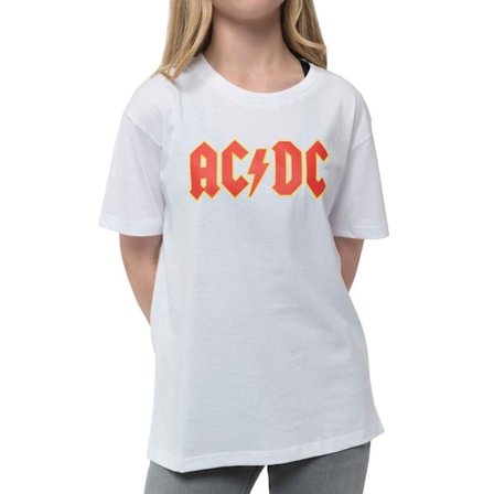 AC/DC Barn/Barn Logo T-shirt 11-12 år Vit