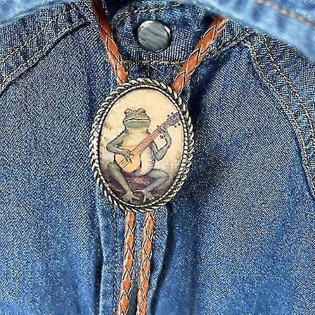 Banjo Frog Bolo Tie, Western Cowboy Bolo Tie För Män, Western Banjo Slips Denim Slips Tillbehör