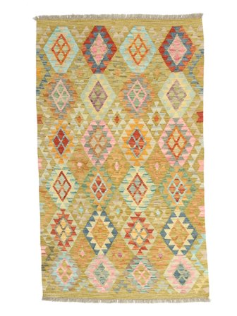 Kelim Afghan Old Stil Teppich Handgewebt 97X153 Orange/Gelb Afghanistan