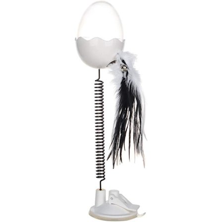 Interaktiv Lysende Fjeder Kattefoder Godbid Skål Legetøj Sjovt Kæledyr Rystende Lækagesikker Beholder Katte Slow Feeder Tumbler Legetøj, Hvid