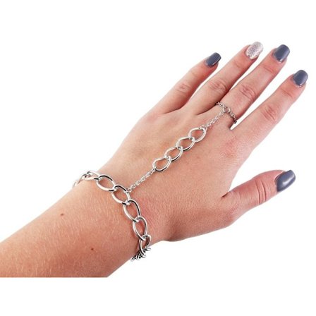 2i1 Smycke - Handsmycke/Handkedja - Armband & Ring -Silver Kedja