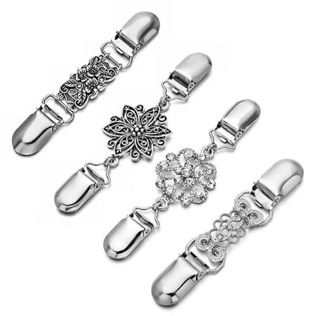 4st Retro tröja skjorta clips cardigan krage clips Klänningar Sjal clip