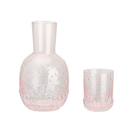 2024 Uusi Vintage-tyylinen Yöpöydän Vedenkannu Mukilla - Urautettu Kannu ja Sopiva Juomalasi Toimii Myös Kantena