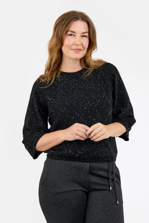 BRANDTEX - Kortærmet strik - Sort - Palietter