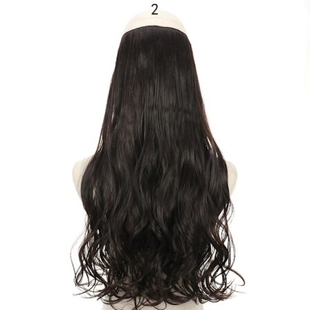 MERISIHAIR Long No Clips Invisible Wire Hair Extensions 16 22 32" Syntetiskt Vågigt Svart Brun One Piece Hairpiece Hårförlängning