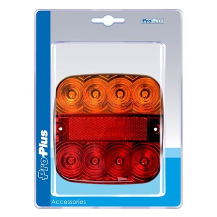 Baklykta 12V 5 funktioner 107x107mm 8LED i blister