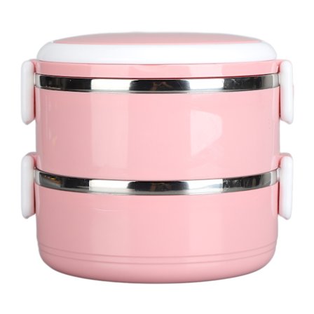Isoleret Madkasse i Rustfrit Stål - Stabelbare Beholdere til Varme Madvarer (Pink)