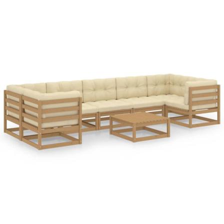 Vidaxl Loungegrupp Med Dynor 8 Delar Honungbrun Massiv Furu Brun