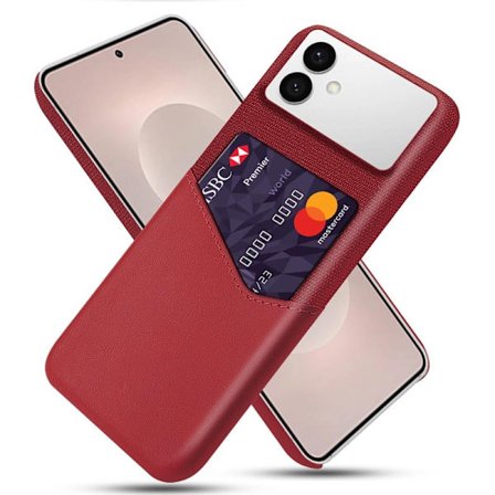 Mobilskal till Samsung Galaxy S26 Edge PU Läder Klädtextur Hård PC - Röd