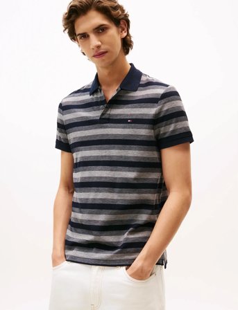 Tommy Hilfiger Stripe Structure Reg Polo - Black - S