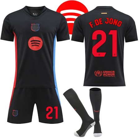 FC Barcelona vierasjalkapallopaita (lapset ja aikuiset) 2024-2025 (sis lt sukat) - Perfet No.21 F.DE JONG S