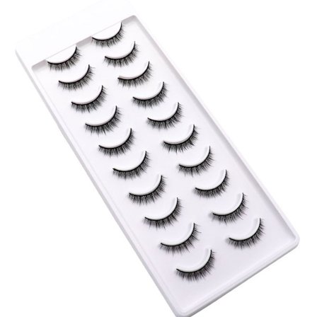 10 par korta naturliga lösögonfransar, högkvalitativ fiber