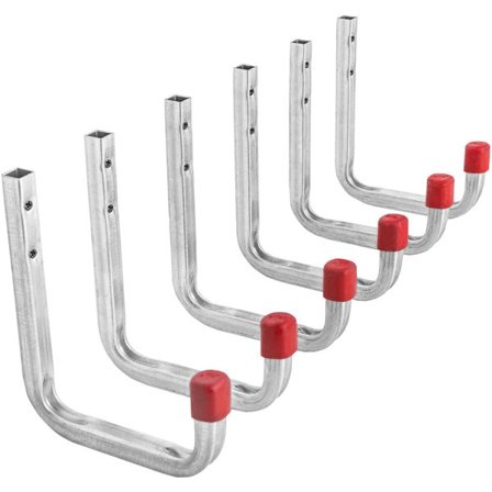 Set med 6 veggkroker for verksted - 115 x 140 mm - Galvanisert stål