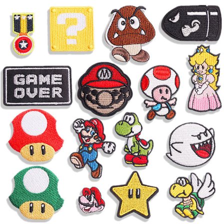 17 Pak Cartoon Mario Broderi Klud Patches til Tøj, Jakke