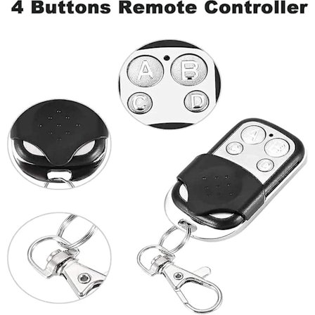 Sæt med 3 Universelle Fjernbetjeninger til Automatiske Porte Frekvens 433.92 Mhz Fast Kode, 4 Knapper til at Styre Op til 4 Døre