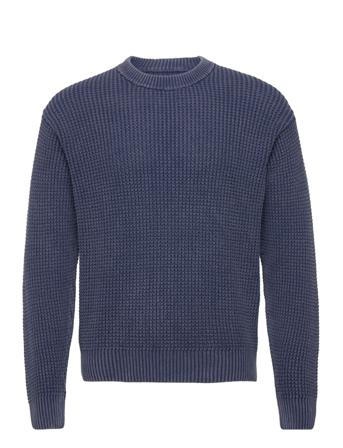Anf Mens Sweaters Stickad Tröja M. Rund Krage Marinblå Abercrombie & Fitch