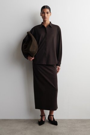 COS Femme Chemise En Jersey De Coton Pima in Marron