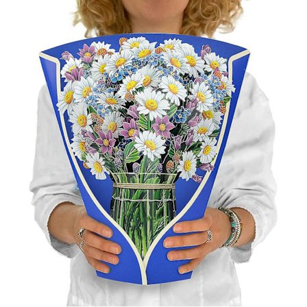 Daisy Pop Up-kort, 3d Popup-papper födelsedagspresenthälsningskort med anteckningskort och kuvert, 12 tums naturligt format papper för evigt blommor 