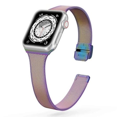 Smal armband Metallband kompatibelt Apple Watch 9 8 7 6 SE 5 4 38 40 41 45 49MM Ultra Rostfritt stål Milanese-armband kompatibelt iwatch 42 44MM